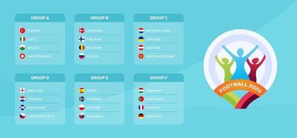 groupes de pays de l'équipe de football 2020 vecteur