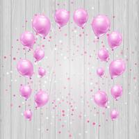 Fond de célébration avec des ballons roses et des confettis vecteur