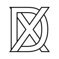 logo signe dx xd icône nft dx, entrelacé des lettres ré X vecteur