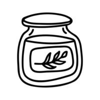 main tiré sucré confiture dans pot. vecteur ligne griffonnage illustration