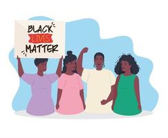 les vies noires comptent bannière avec un groupe de personnes, arrêtez le concept de racisme vecteur