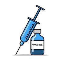 illustration vectorielle de vaccin. injection et flacon de vaccin. vaccin contre le covid19. vaccin contre le virus. combattre le coronavirus. conception d'illustration plate de vecteur. conception de thème de soins de santé. vecteur