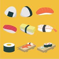 Sushi collection Japonais nourriture Icônes. vecteur illustrations. gratuit vecteur