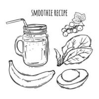 smoothie recette en bonne santé en mangeant boisson vecteur illustration ensemble