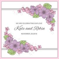 mariage carte floral conception agrafe art vecteur illustration ensemble