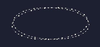 Fée lumières géométrique ovale frontière Cadre. blanc chaîne guirlande avec texte espace isolé sur foncé Contexte. Noël arbre, Nouveau année fête décorations modèle avec transparence. vecteur