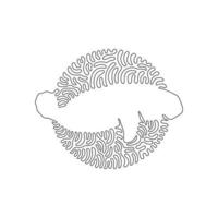 Célibataire frisé un ligne dessin de mignonne lamantin abstrait art. continu ligne dessiner graphique conception vecteur illustration de herbivore Marin mammifères pour icône, symbole, entreprise logo, affiche mur décor