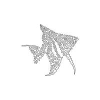 Célibataire frisé un ligne dessin de unique forme poisson ange abstrait art. continu ligne dessiner graphique conception vecteur illustration de adorable poisson ange pour icône, symbole, signe, logo, affiche mur décor