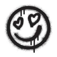 souriant visage émoticône graffiti avec noir vaporisateur peindre vecteur