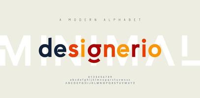 polices de l'alphabet moderne minimaliste abstrait. typographie minimaliste mode numérique urbaine future police de logo créatif. illustration vectorielle vecteur