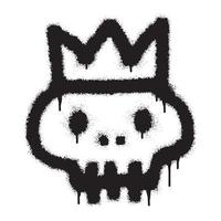 crâne fantôme Roi graffiti avec noir vaporisateur peindre vecteur