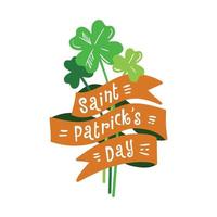 le composition de le ruban avec le mots st. patrick's journée trèfle feuilles enroulement autour vecteur