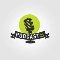 Facile badge Podcast logo icône vecteur illustration conception, supporter micro pour chanter une chanson