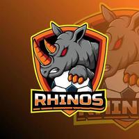 rhinocéros logo équipe badge vecteur