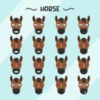 collection de cheval faciale expressions dans plat conception style vecteur