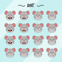 collection de rat faciale expressions dans plat conception style vecteur