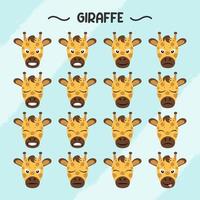 collection de girafe faciale expressions dans plat conception style vecteur