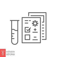 convoitise tester ligne icône. Facile contour style. positif couronne virus résultat, négatif, rapide, plasma, recherche, médical concept. vecteur illustration isolé sur blanc Contexte. modifiable accident vasculaire cérébral eps dix.
