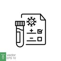 convoitise tester ligne icône. Facile contour style. positif couronne virus résultat, négatif, rapide, plasma, recherche, médical concept. vecteur illustration isolé sur blanc Contexte. eps dix.