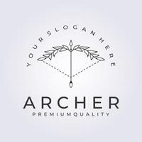 Facile ligne arc arc pour archer icône logo symbole modèle vecteur illustration conception