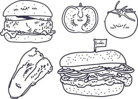 illustration vectorielle de hamburger dessinés à la main vecteur
