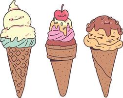 délicieuse illustration vectorielle de crème glacée. glaces dans un style doodle vecteur