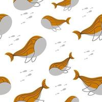 baleine et petits poissons motif sans couture impression design scandinave. illustration vectorielle design nordique pour les tissus de bébé de mode, graphiques d'enfants de textile, impressions d'enfants vecteur