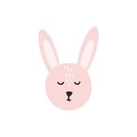 lapin de pâques mignon visage lapin vector illustration scandinave. doodle décoratif couleur dessiné à la main. dessin enfantin. vecteur pour carte de voeux pour enfants, t-shirt bébé, bannière et affiche