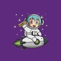 mignonne astronaute fille dessin animé illustration vecteur