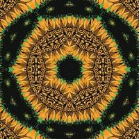 floral abstrait mandala style Contexte conception dans jaune, vert et noir Couleur vecteur