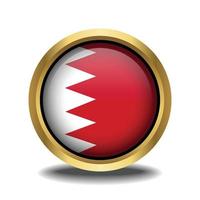 Bahreïn drapeau cercle forme bouton verre dans Cadre d'or vecteur