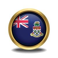 caïman îles drapeau cercle forme bouton verre dans Cadre d'or vecteur
