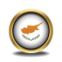 Chypre drapeau cercle forme bouton verre dans Cadre d'or vecteur
