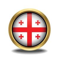 Géorgie république drapeau cercle forme bouton verre dans Cadre d'or vecteur
