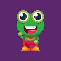 marrant dessin animé souriant grenouille mascotte personnage plat conception illustration vecteur