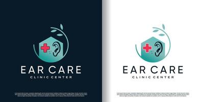 création de logo de soin des oreilles avec vecteur premium de concept de style unique créatif