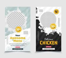délicieux poulet nourriture promotionnel des offres social médias récit conception vecteur