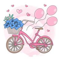 fête vélo Valentin journée vacances vecteur illustration ensemble