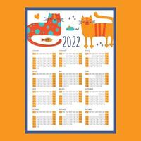 chat dort calendrier 2022 année organisateur vecteur illustration ensemble