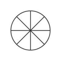 cercle divisé dans 8 segments. tarte ou Pizza rond forme Couper dans huit égal tranches dans contour style. Facile affaires graphique modèle vecteur