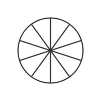 cercle divisé dans dix segments. tarte ou Pizza rond forme Couper dans Dix égal les pièces dans contour style vecteur