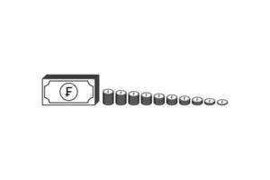monnaie française, symbole d'icône d'argent france. franc français, signe frf. illustration vectorielle vecteur