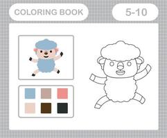 coloration pages de mignonne mouton éducation Jeu pour des gamins âge 5 et dix année vieux vecteur