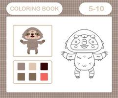 coloration pages de mignonne la paresse éducation Jeu pour des gamins âge 5 et dix année vieux vecteur