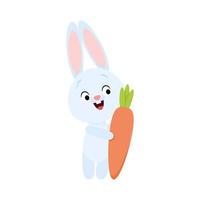 mignonne Pâques bleu lapin avec Orange carotte vecteur