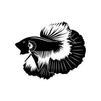 noir et blanc demi Lune betta poisson vecteur illustration