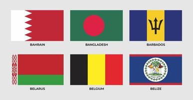 drapeau du bahreïn, bangladesh, barbade, biélorussie, belgique, belize. vecteur