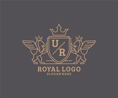 initiale tu es lettre Lion Royal luxe héraldique, crête logo modèle dans vecteur art pour restaurant, royalties, boutique, café, hôtel, héraldique, bijoux, mode et autre vecteur illustration.