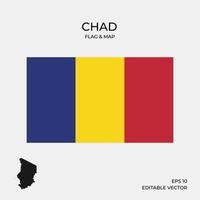 carte et drapeau tchad vecteur