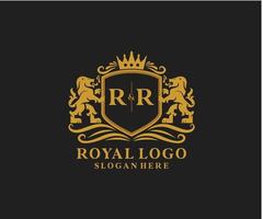 modèle de logo de luxe royal lion lettre initiale rr dans l'art vectoriel pour le restaurant, la royauté, la boutique, le café, l'hôtel, l'héraldique, les bijoux, la mode et d'autres illustrations vectorielles.